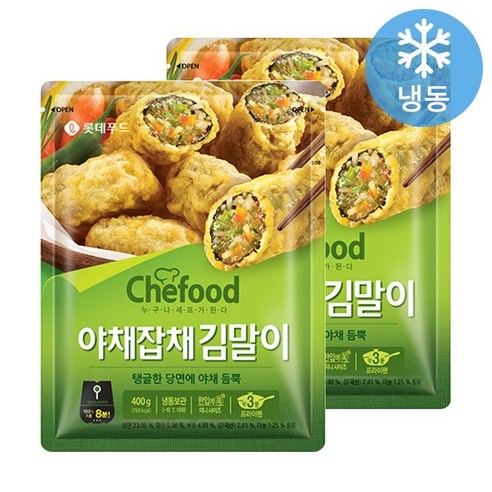 칠성 탑티어 점심메뉴 저녁메뉴 Chefood 김말이 야채잡채 야채튀김 모듬튀김 400G 2개, 29세트