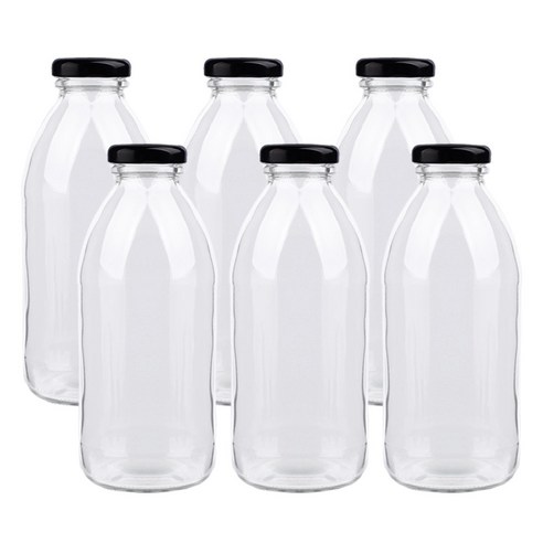 가인글로벌 밀크티500 유리병, 38러그캡 (블랙), 6개, 500ml