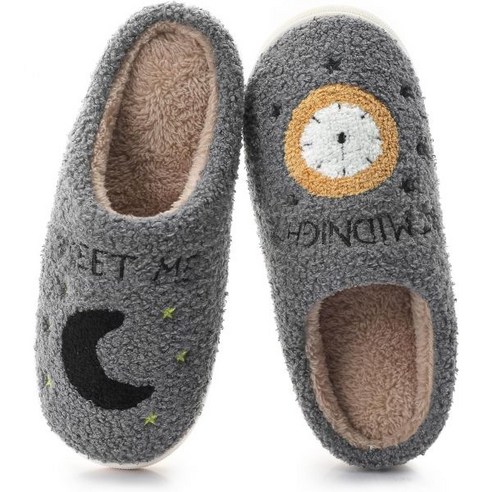 Menore Meet Me At Midnight Slippers for Womens Mens Soft Warm Fuzzy House Slides Memory Foam Lightwe