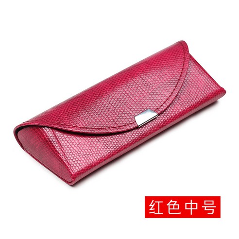 ANKRIC 선글라스케이스 가죽 알루미늄 합금 프레임 광학 안경 케이스 압축 라이트 안경 보관 상자, 빨간색 매체