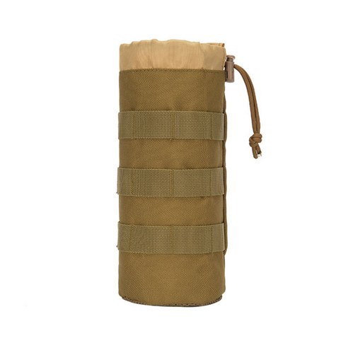 전술 Molle 물병 캐리어 파우치 야외 수화 캐리 백, 카키, 24x10cm, 옥스포드 헝겊
