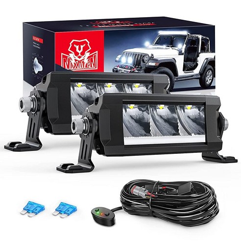 Nilight 13cm(5.3인치) 단일 열 LED 조명 바 2개 15W 1680LM 눈부심 방지 스팟 DRL 오프로드 슬림 드라이빙 라이트 바 IP68 픽업 트럭 SUV ATV