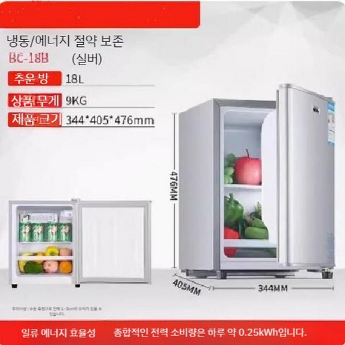 미니냉장고 소형 냉장고 반찬 음료수 쇼케이스, 18L 압축기 냉장고 + 10 x 250ml 상자