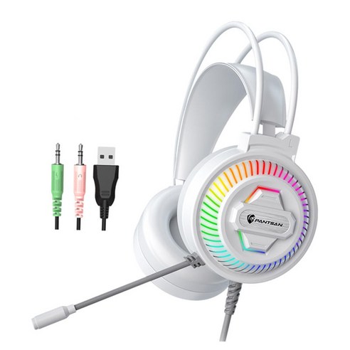게임용 오버이어 3.5mm 헤드셋 이어폰(마이크 포함) 폭넓은 호환성, 3.5mm(USB 화이트 포함), 235x185x105mm, 플라스틱