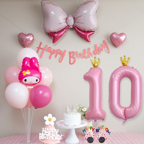 연지마켓 쿠로미 마이멜로디 키티 시나모롤 산리오 생일풍선 파티세트, 마이멜로디 숫자세트 10