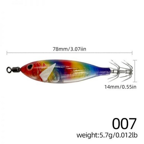 발광 오징어 문어 쭈꾸미 에기 미끼 78mm 5.7g, 001