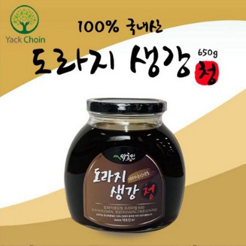 약초인 국내산100% 도라지생강청 650g 환절기 목건강 진액 무설탕 무색소, 2개, 1개입, 650ml