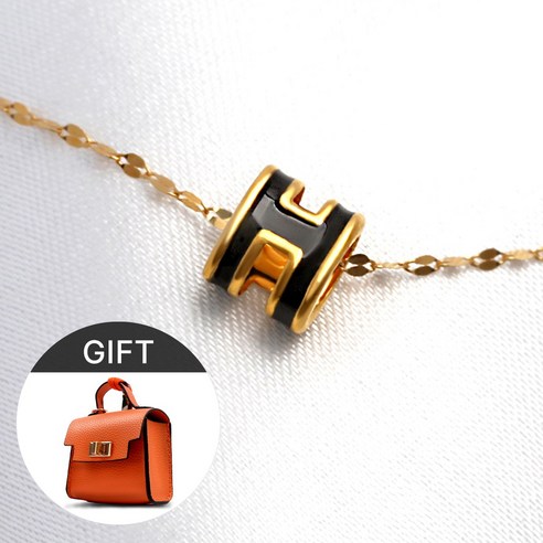 [러브넛] 순금 블랙포인트 H 펜던트+18K 체인 골드 여성 데일리 선물 금 목걸이