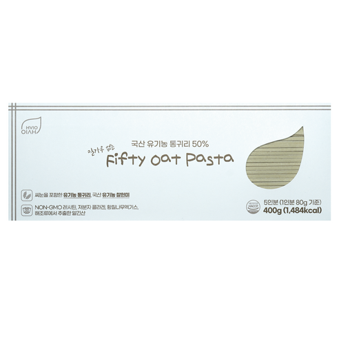 밀가루 없는 국산 유기농 귀리&현미 파스타 fifty oat&brown rice pasta, 4개, 400g
