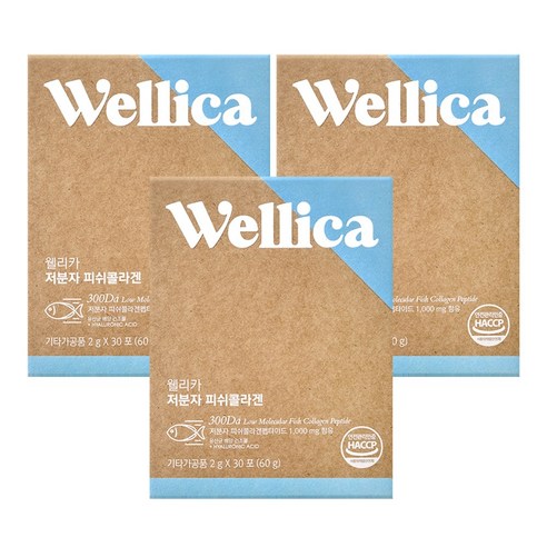 웰리카 저분자 피쉬 어린콜라겐 펩타이드 300달톤 이너뷰티, 3개, 60g