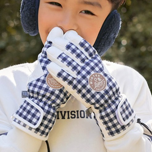 윙하우스 체크무늬 겨울 스키장갑 눈썰매 보드 방한 패딩 스마트 폰 터치 손가락 장갑