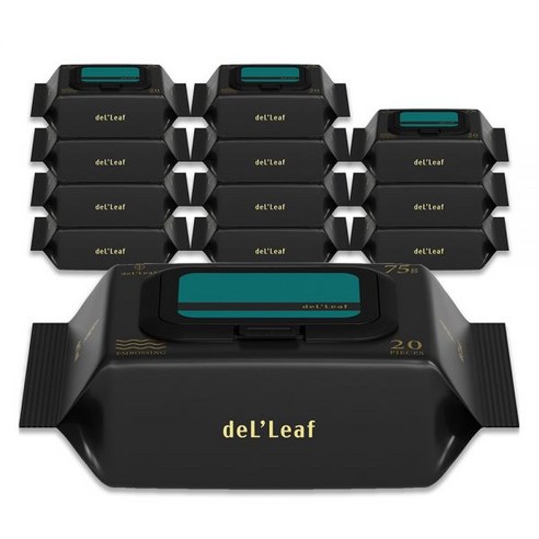 델리프 도톰 엠보싱 저자극 넘버 세븐 카키 휴대캡 물티슈 75g 20매 12개 1022031
