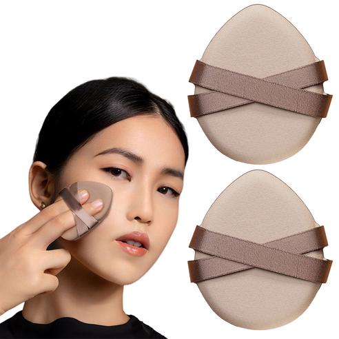 메이크업 퍼프 도톰 팩트 뷰티 쿠션 건습 겸용 뷰티 툴, 2개, 갈색