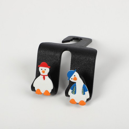 wangLeiming자동차 갈고리 더블 헤드 만화 의자 등걸이식 다기능 자동차용 갈고리 창의적 차량 내장품, 빨간모자오리+비뚤어진 목청모자오리