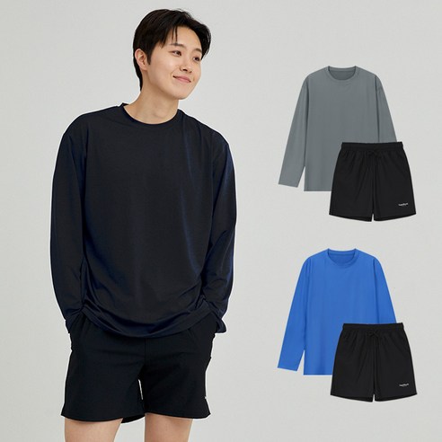 슈가비치 남여 공용 긴팔 래쉬가드+보드숏 세트 BH25-19 비치웨어 반바지 수영복