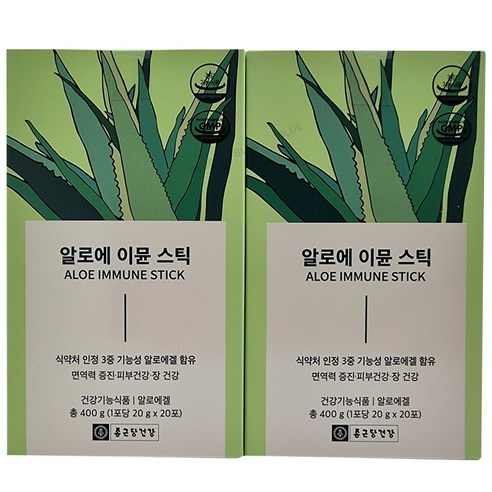 종근당건강 알로에 이뮨스틱 20g x 40포, 400g, 2개