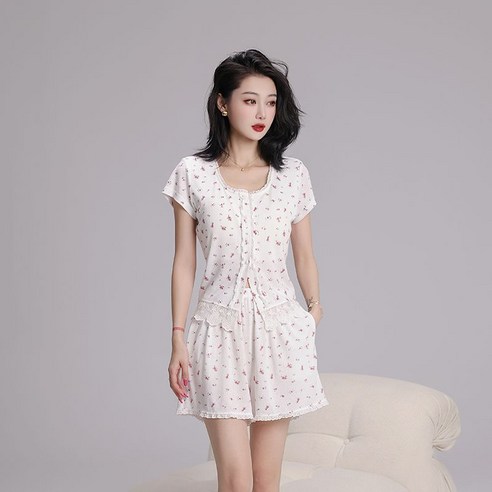 기은세 파자마: 봄날의 산뜻함을 담은 슬림핏 반팔 잠옷 세트 기은세잠옷