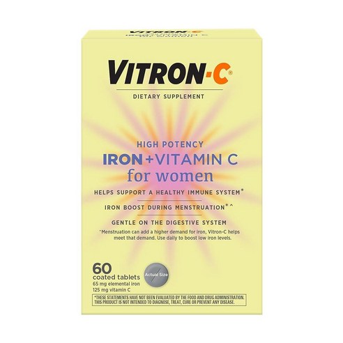 Vitron-C 철분 보충제 리 태블릿 60개, 면역력, 60 Count (Pack of 1)