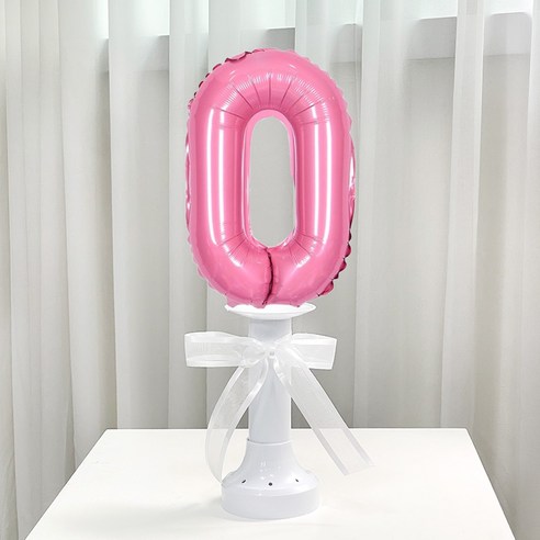 파티앤온 생일 기념일 호일 숫자 스탠딩 풍선, 0, 핑크