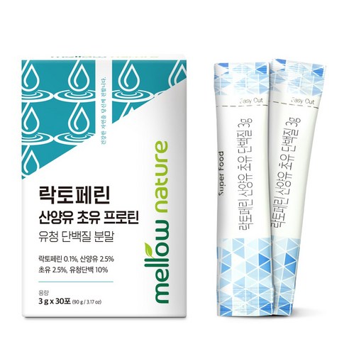 멜로우네이쳐 락토페린 산양유 초유 프로틴 유청 단백질 분말 스틱, 90g, 1개