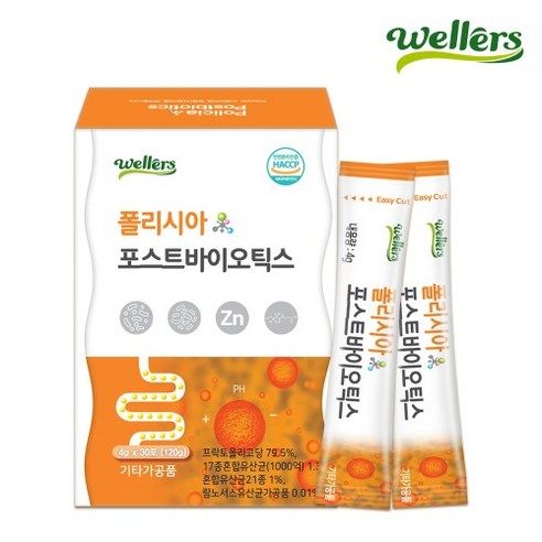 웰러스 풀리시아 포스트바이오틱스 4g x 30포 유산균 아연 스틱, 120g, 1개