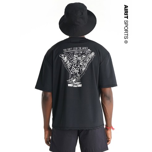 [에어릿] 샤카 사인 래쉬가드 컴바인 티셔츠 AM1136 BK