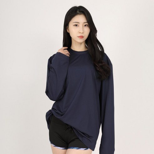 에이치머스 남녀공용 커플 무지 긴팔 래쉬가드