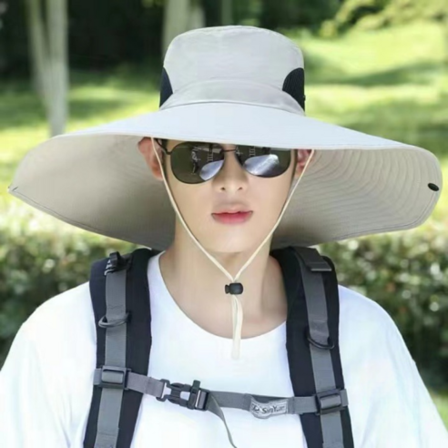 엔젤픽스 여름 챙넓은 여자 남자 사파리 등산모자, 라이트 베이지