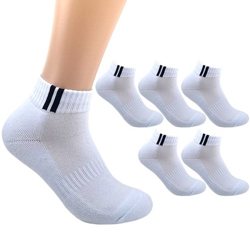 더베이직 남성용 두꺼운 이중쿠션 챔프 스포츠 단목 양말 6켤레, 화이트, 6개