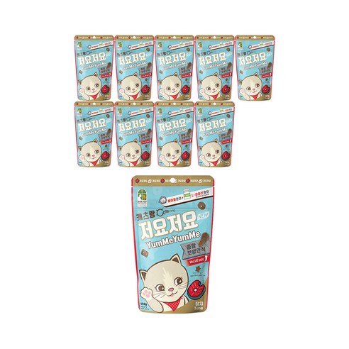 캐츠랑 저요저요 고양이 보양간식 캣 헤어볼관리 길냥이 과자 길고양이 간식, 참치, 150g, 10개