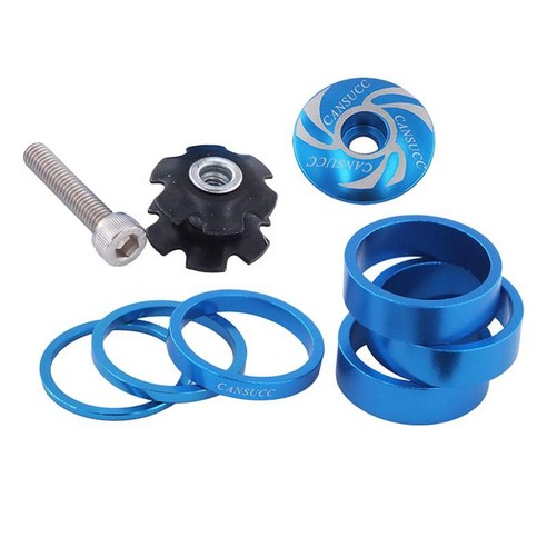 9 pcs 자전거 헤드셋 스페이서 알루미늄 mtb 도로 자전거 줄기 1 1/8 인치 줄기 및 포크 용 나사없는 헤드셋, 푸른, {"사이즈":"2mm 3mm 5mm 10mm"}, {"수건소재":"알루미늄 합금"}