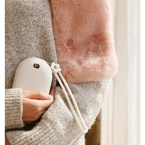 손난로 휴대용 전기핫팩 충전식 보조배터리, 벗꽃 핑크