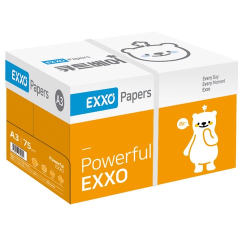 eTV 엑소 큐트베어 A3 복사용지(A3용지) 75g 2500매 1BOX, 단일옵션