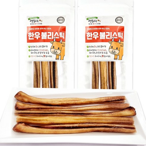 멍도락 한우불리스틱 천연콜라겐 오래먹는껌 100%한우우신 강아지수제간식, 한우불리스틱 대형, 2개, 60g