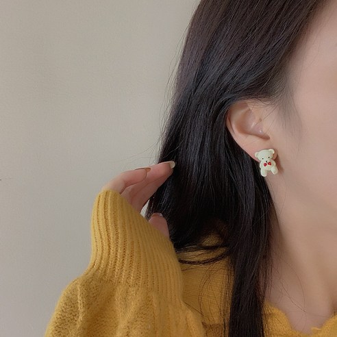 실버 바늘 토끼 귀걸이 귀여운 귀걸이 2021 새로운 스타일 맞춤형 디자인 귀 클립 귀 구멍