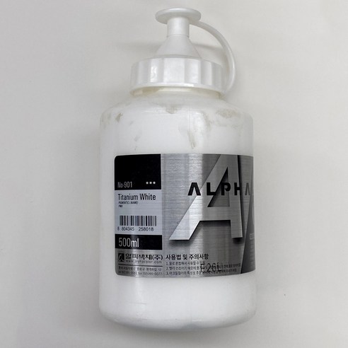 알파색채 대용량 아크릴 물감 500ml 901 Titanium White 흰색