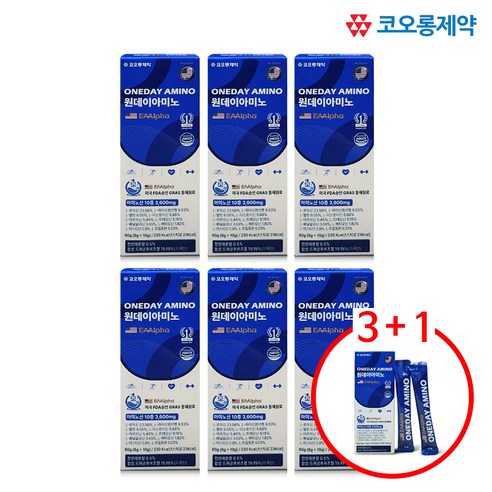 EAAlpha 필수 아미노산9종+아르기닌 코오롱제약 원데이아미노, 6박스, 10회분