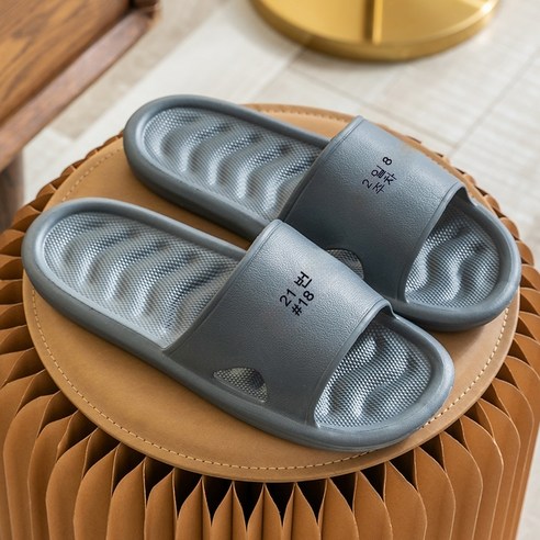 커플 슬리퍼 소프트 무음 논슬립 안전 욕실화, 40-41 [39-40에 어울리는 발], V 바탕 다크 그레이