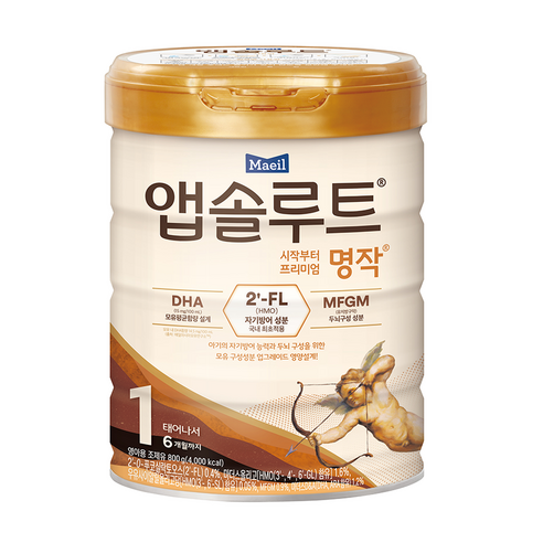 앱솔루트 프리미엄 명작 분유 1단계, 800g, 1개