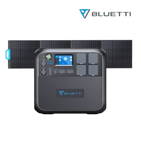 BLUETTI 블루에티 2200W AC200MAX파워뱅크세트 200W태양광 패널 초대용량 확장형 보조 배터리 캠핑용 앱 컨트롤 모니터 가능, AC200MAX+pv200, BLACK, 1개