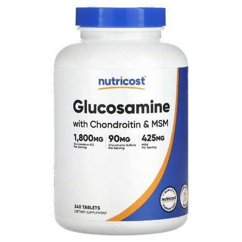 Nutricost 콘드로이틴 및 MSM 함유 글루코사민 240개입, 기본, 240개