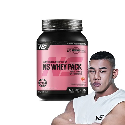 NS포대유청 딸기맛 WPI 93% 분리유청단백질 단백질보충제, 450g, 1개