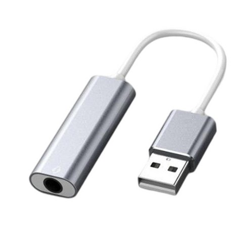 Linux용 마이크 이어폰 컴퓨터용 USB 사운드 카드 프로스트 3.5mm 사운드 카드, 길이 x 너비 6.77x0.51inch., 알루미늄 합금, 파란색