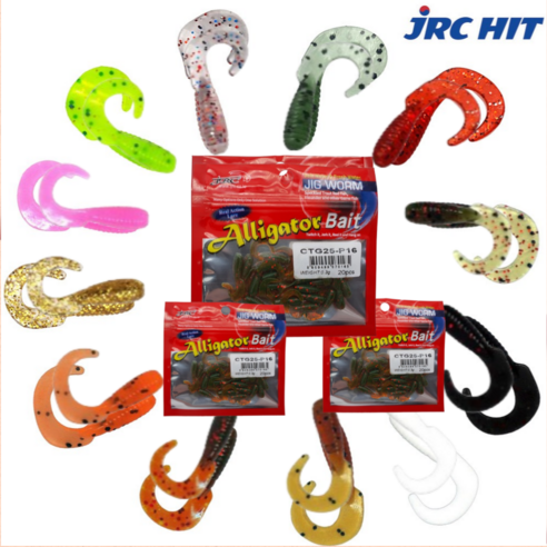 JRC-HIT엘리게이터 1인치그럽웜 벌크/60pcs-CTG25/산천어 송어 볼락 평창 홍천강축제, 60개