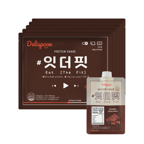 델리스푼 단백질 쉐이크 잇더핏 5주플랜 (더블초코맛 35개입), 280g, 5개