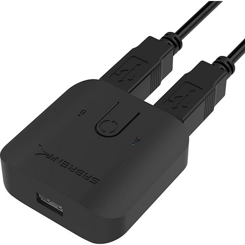 여러 컴퓨터 및 주변 기기 LED 표시기용 SABRENT USB 2.0 공유 스위치USBSW20, 2-Port Switch 데스크탑