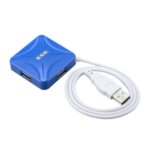 Retemporel SSK SHU027 USB2.0 허브 4포트 컴퓨터 호환 시스템용 1개: Windows XP/Vista/7 Linux2.4 Mac OS 9.1 이상, 1개, 파란색