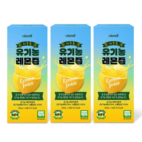 하루톡 물타지않은 유기농 NFC 레몬즙 착즙 쥬스, 20ml, 84개 델몬트1.5포도쥬스