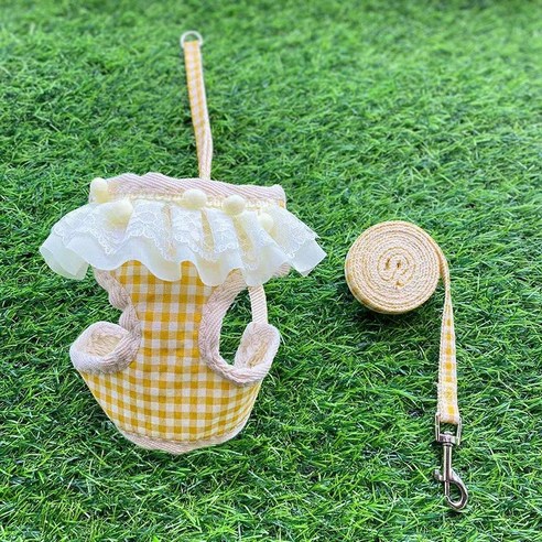 MIRTS 강아지하네스 강아지옷, 노란색, 1.0cm