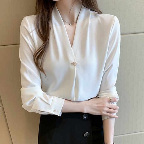 디아리스 가을 여성 오피스 브이넥 블라우스 8238